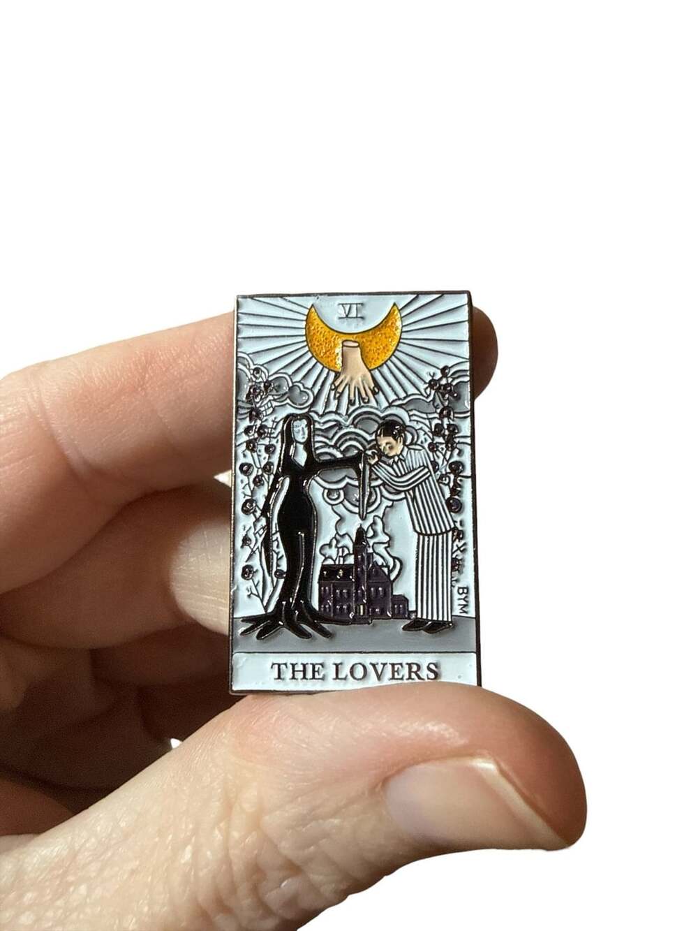 Addams Family The Lovers Tarot Card Enamel Pin Badge Halloween pin